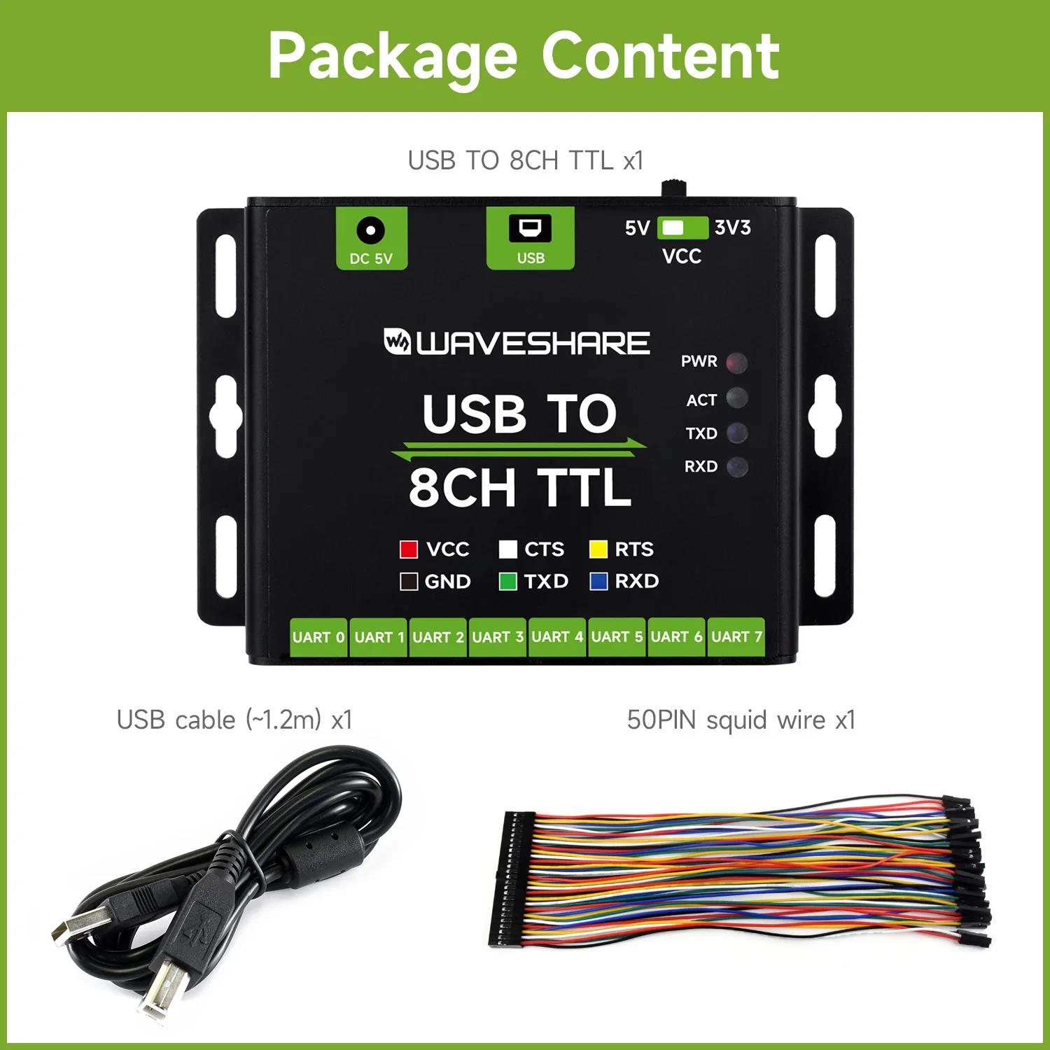 Waveshare  USB to 8CH TTL , USB to UART, Ƽ ȣ ȸ, Ƽ ý , USB to TTL 